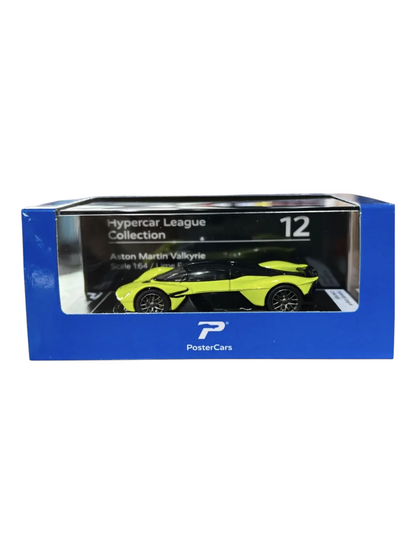 Postercars Hypercar League Collection Aston Martin Valkyrie 1:64 Scale Lime Essence ( No 12 )