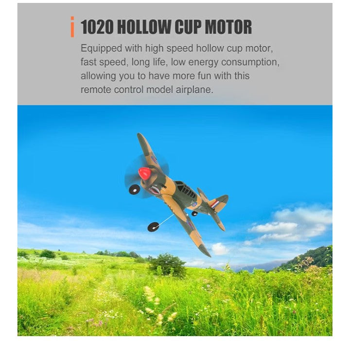 XK 2.4GHz 4CH RC P-40 Fighter Aircraft – 3D/6G Switchable, 6-Axis Gyro Stabilization, Beginner-Friendly, Aerobatic Flight & High-Altitude Flying (approximately 500 feet)