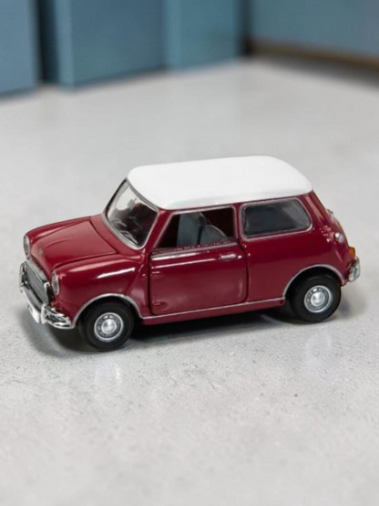 TINY PANTONE Mini Cooper Diecast Model Car – Classic Red Mini | Vintage Collectible Toy with Display Box 1:50 Scale