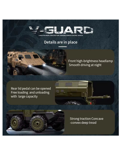 V-Guard Six-Wheel Drive Military Armored Remote Control (RC) Vehicle 1:16 Scale