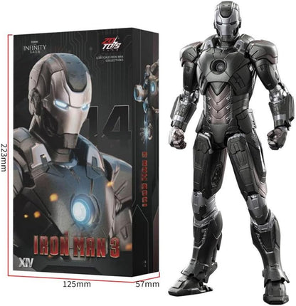 ZD Toys Marvel Studios Iron Man MK14 1:10 Scale Non-Light-Up Action Figure | Iron 3 Collectible with Interchangeable Hands & Effect Parts | Model 1906-14