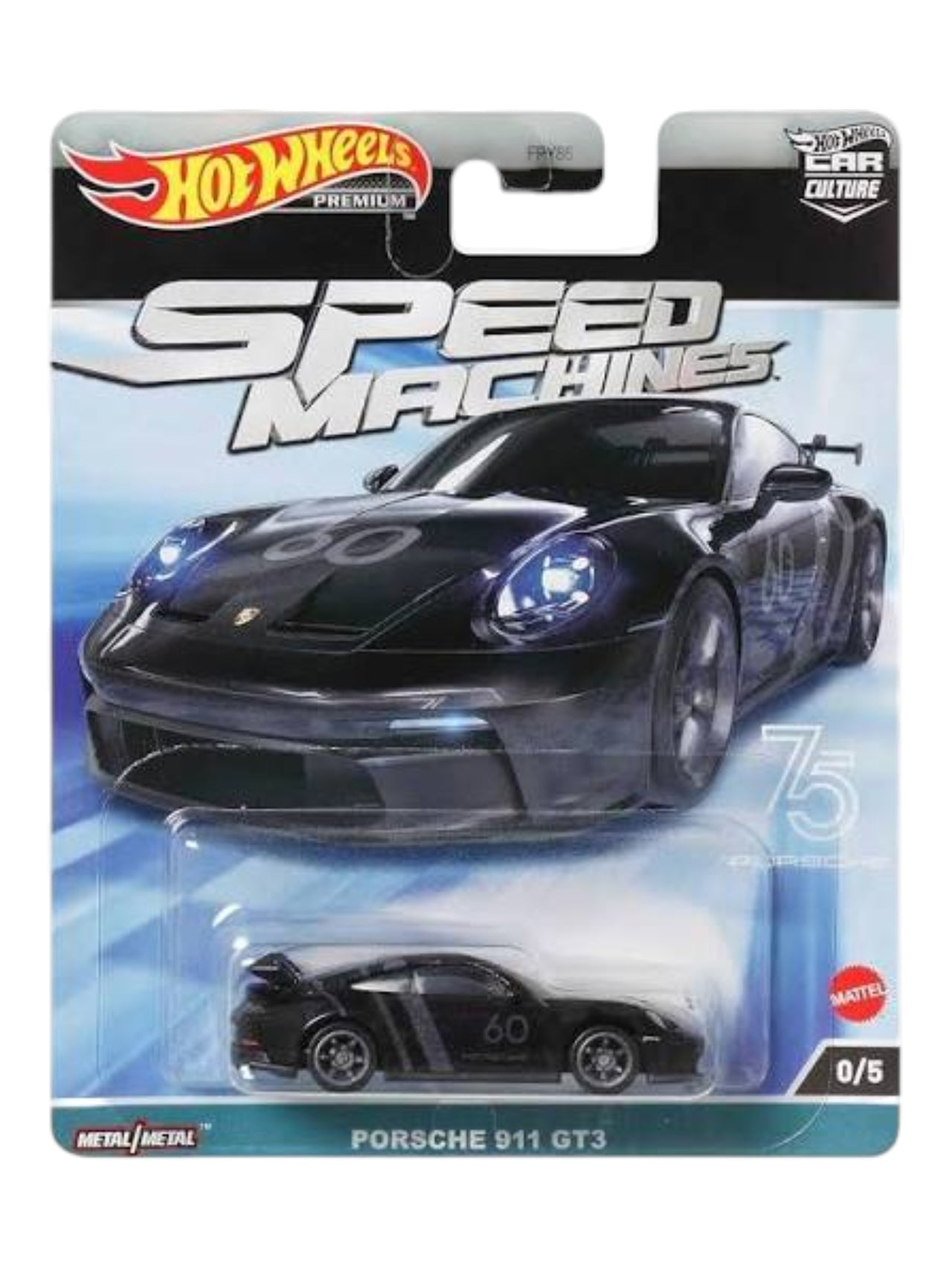 Hotwheels Premium Car Culture 2023 Speed Machines - Porsche 911 GT3 (Black) - 0/5 Chase 1:64 Scale