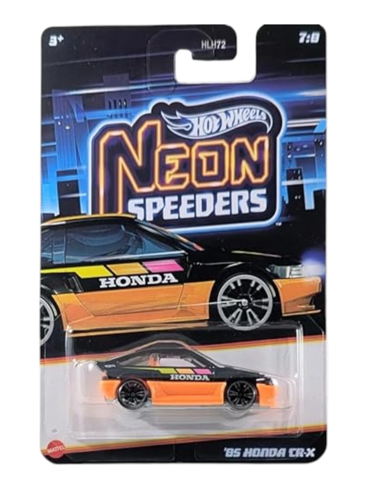 Hotwheels Mainline'85 Honda CR-X – Neon Speeders |CardArt 1:64 Scale Diecast Model Car