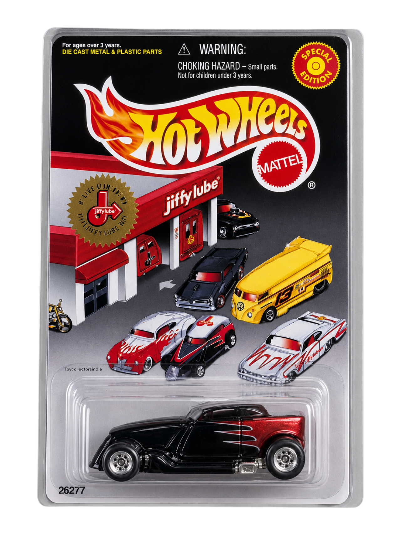 HotWheels 'Jiffy Lube Sleek Black And Metallic Red Imported 1:64 Scale