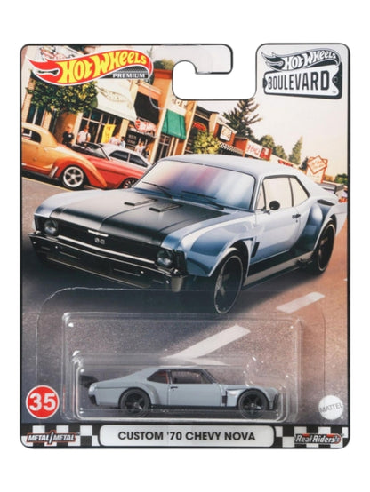 Hotwheels boulevard custom '70 chevy nova imported premium 1:64 Scale