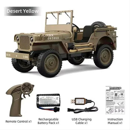 Military Car 2.4GHZ Remote Control System Imported 1:10 Scale RC Remove Engine Hood Metal Chassis Side Guard Frame (U.S.A)2025G2068