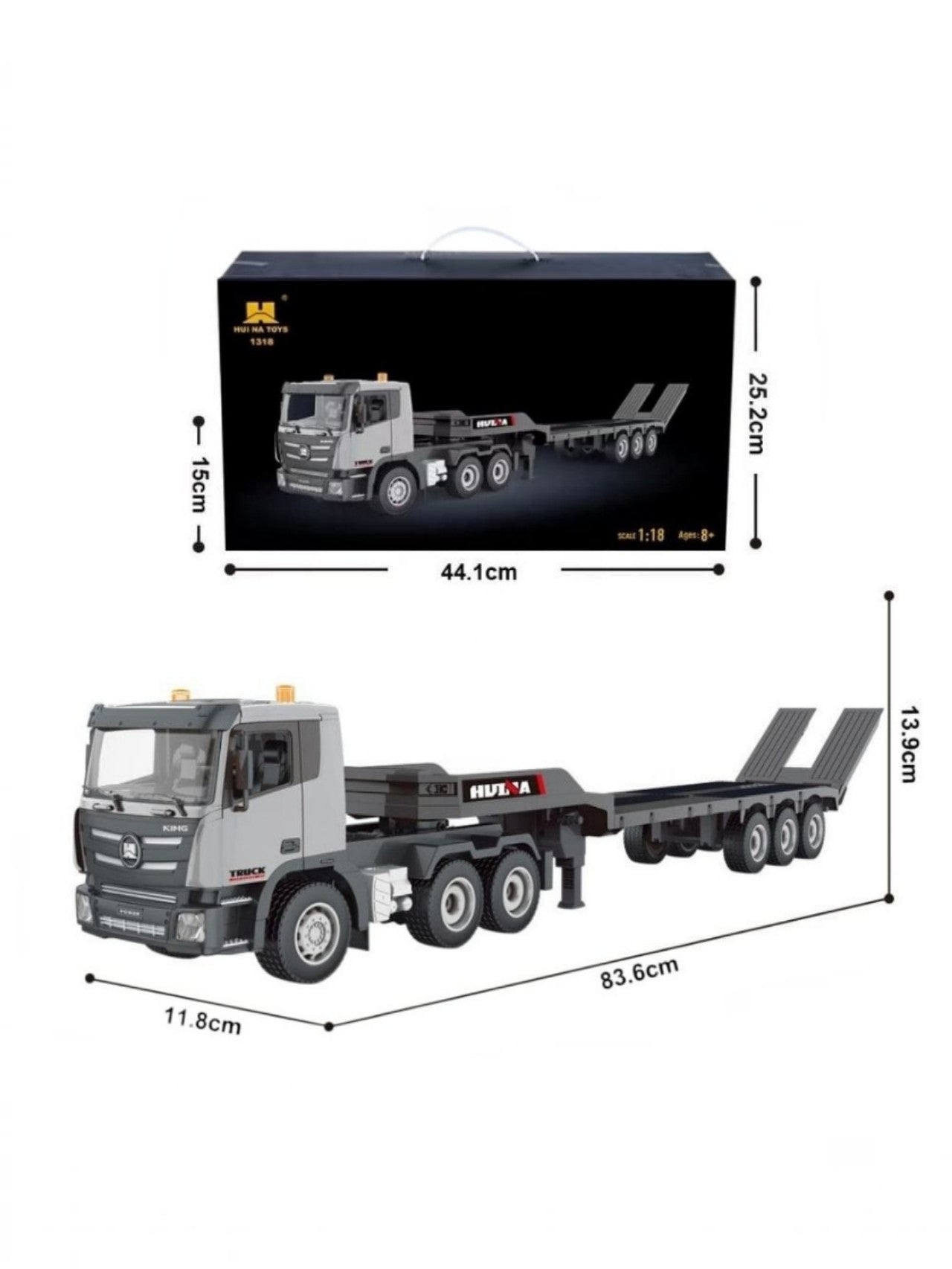 Huina 1318 1:18 RC Tractor Truck 9CH Remote Control Cars with Flatbed Trailer Assembled and Painted Hobby Model