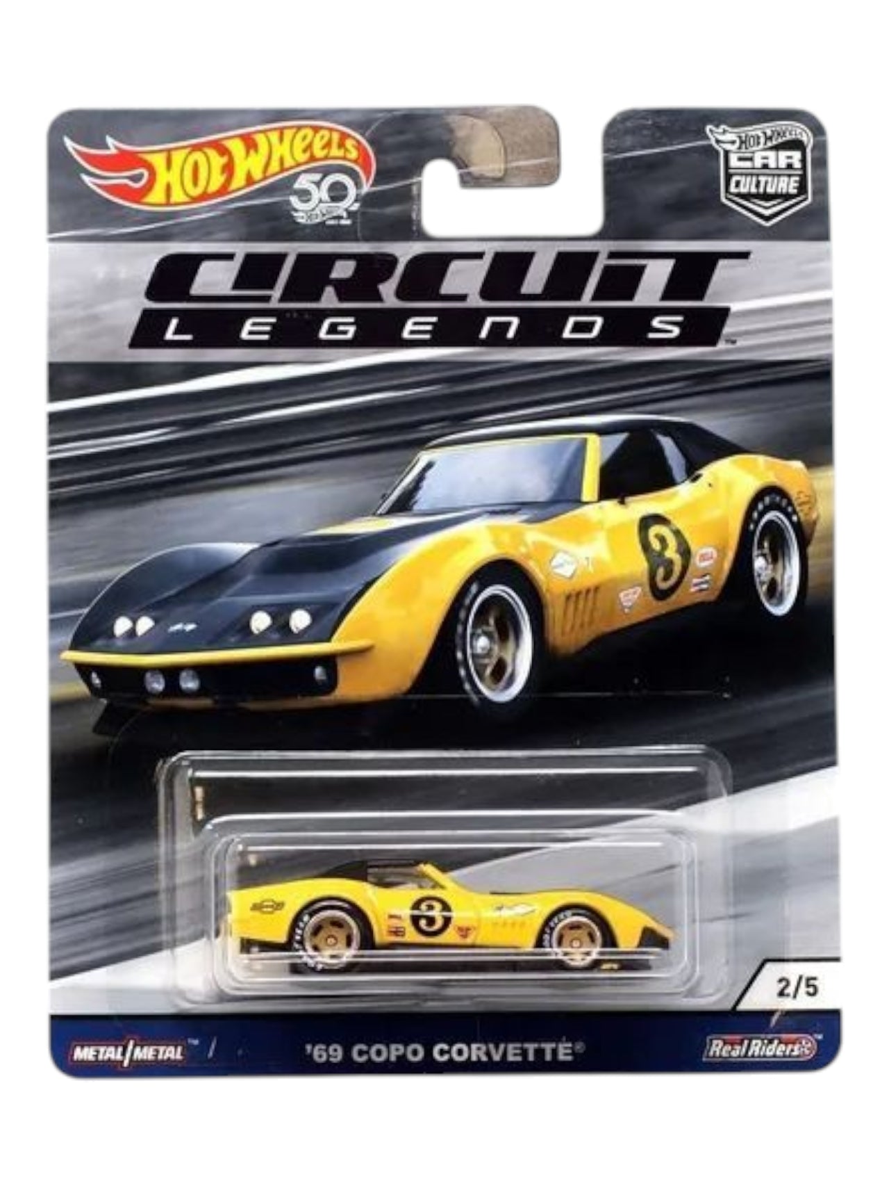 Hotwheels circuit legends '69 copo corvette imported premium 1:64 Scale