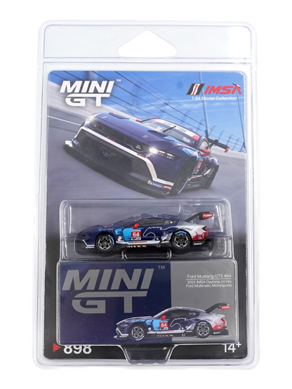 Mini GT Ford Mustang GT3 #64 Ford Multimatic Motorsports 2024 IMSA Daytona 24 Hrs #898 1:64 Scale