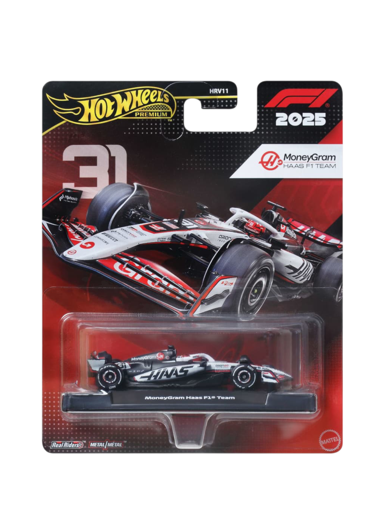 Hotwheels premium moneygram haas f1 team 2025 no 31 1:64 Scale JKD78