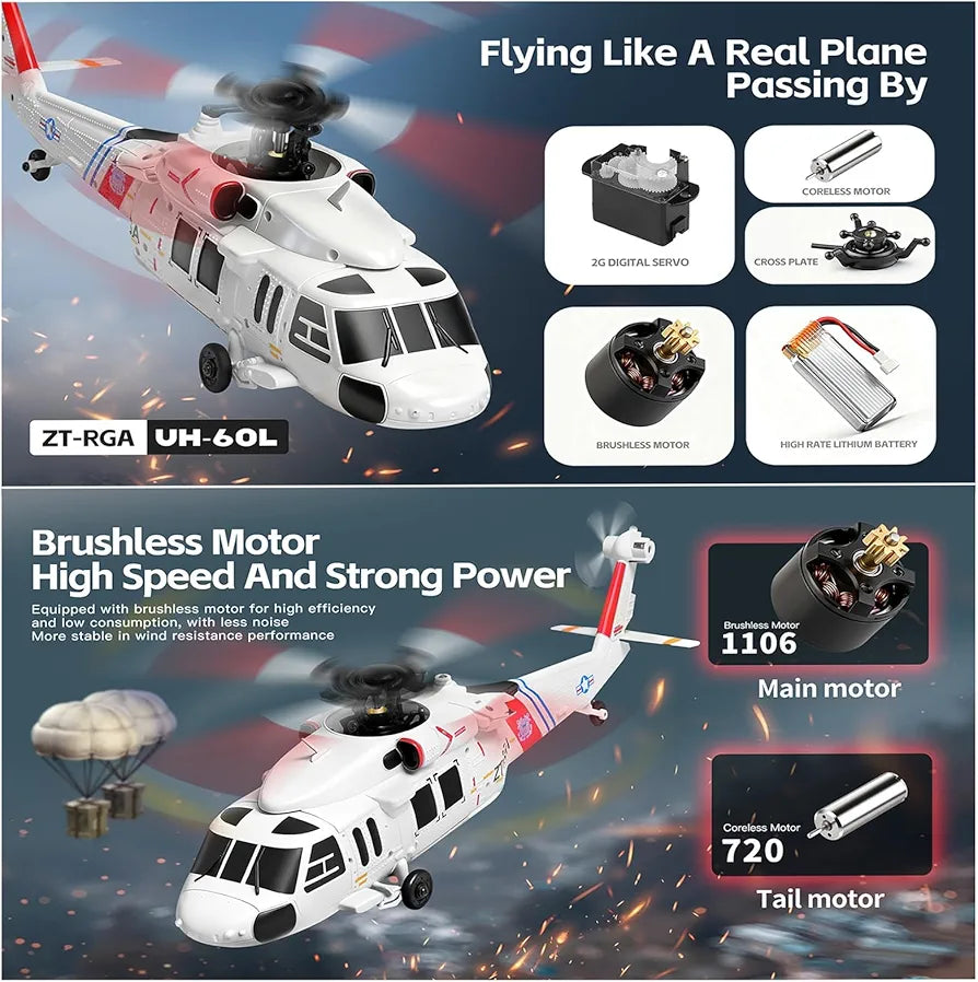 Aircraft UH-60L Black Hawk K270 Rescue Helicopter ( RC ) 2.4GHz remote control automatic height stabilization Rechargeable Battery USB Charging Cable 1:32 Scale ( K270 )