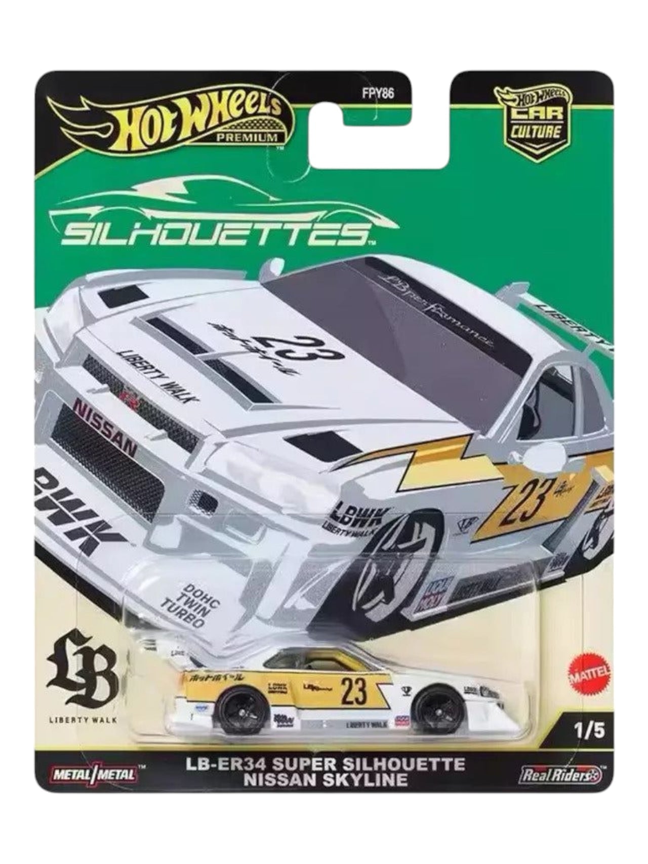 HotWheels Silhouettes LB-ER34 Super Silhouette Nissan Skyline Imported Premium 1:64 Scale