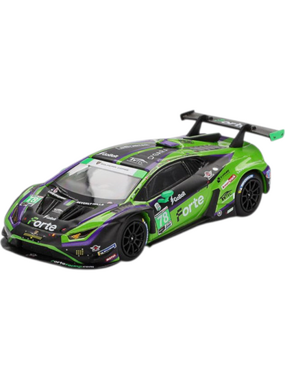 Mini GT code-1062 Lamborghini Huracán GT3 EVO2 #78 Forte Racing 2024 IMSA Daytona 24 Hrs 1:64 Scale