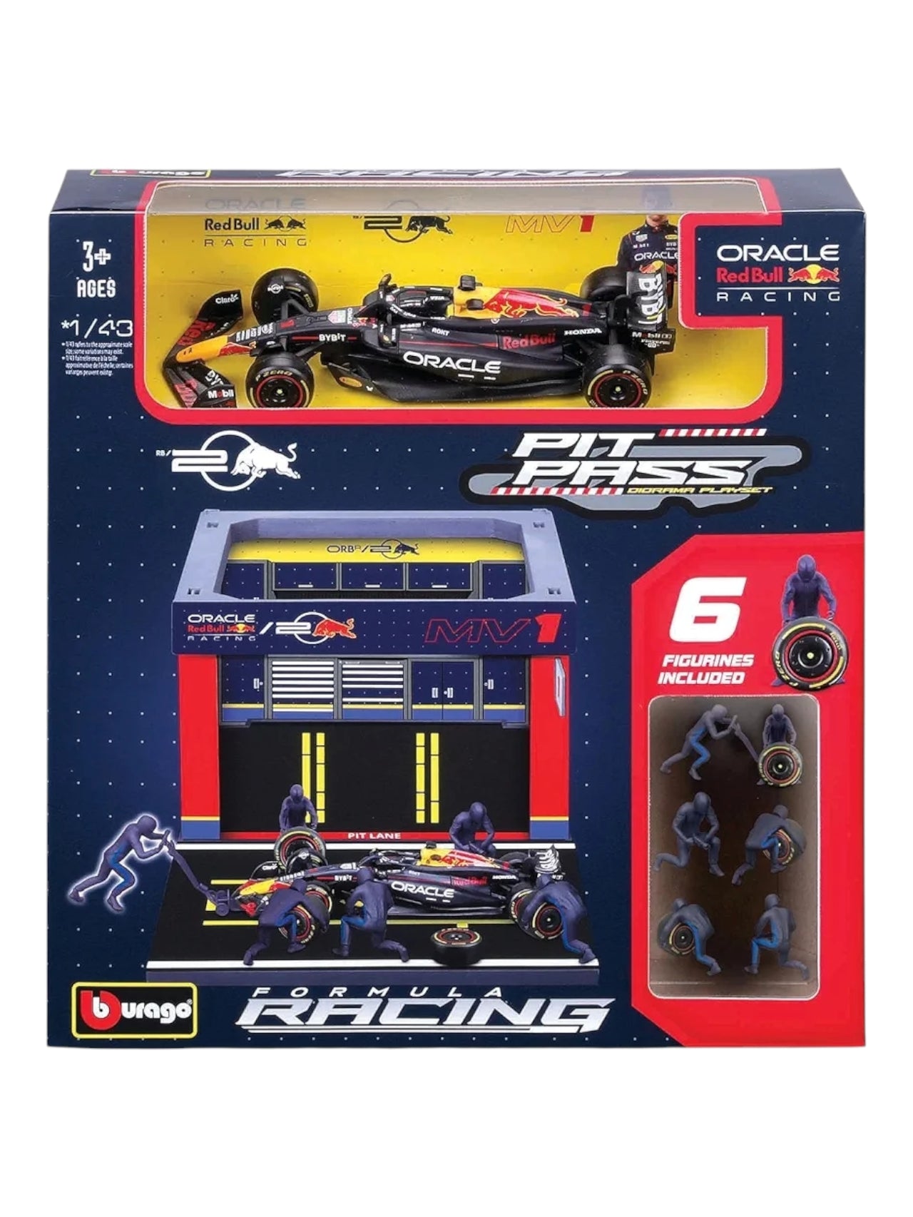 Bburago 2024 formula 1 (f1) pit pass max Verstappen no 1 1:43 scale