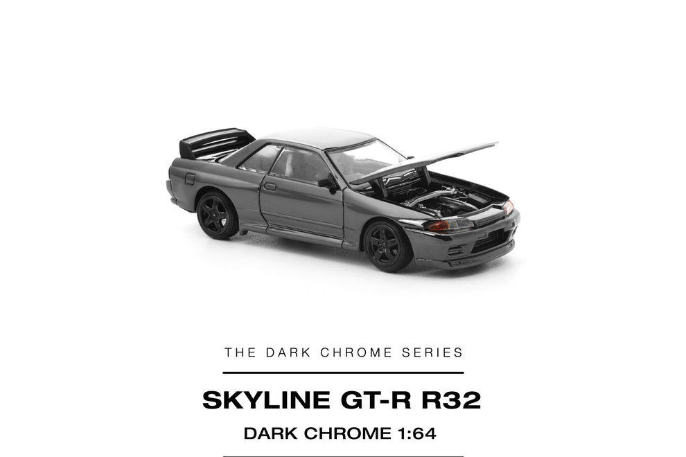(PRDC002) POP RACE R32 GT-R DARK CHROME Diecast Model 1:64 Scale