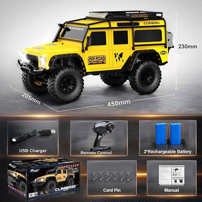 RC Cars Racing Rally RTR Remote Control Car 4WD 2.4GHz Brushed Offroad Racing Hobby Grade Model Vehicle with LED Lights 2Pcs Battery Climbing Beast 1:10 Scale