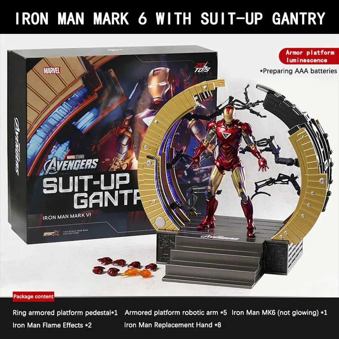 ZD Toys "Marvel Iron Man MK6 Action Figure with Suit-Up Gantry – 10th Anniversary Edition Iron Man Collection 1:10 Scale