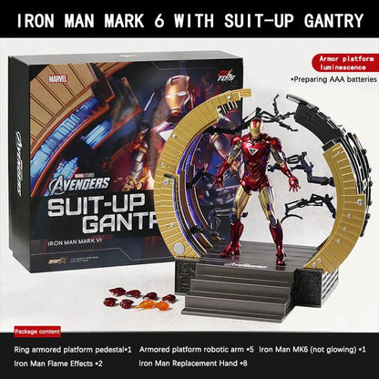 ZD Toys "Marvel Iron Man MK6 Action Figure with Suit-Up Gantry – 10th Anniversary Edition Iron Man Collection 1:10 Scale