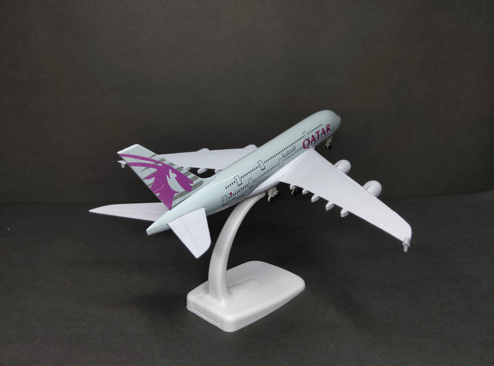 Aircraft 'Qatar Airways Airways  A380-800 A7-ABP 20cm' Scale Airplane Diecast Metal With Display Stand And Landing Wheels ( No.308)