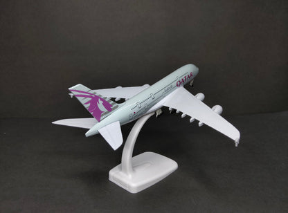 Aircraft 'Qatar Airways Airways  A380-800 A7-ABP 20cm' Scale Airplane Diecast Metal With Display Stand And Landing Wheels ( No.308)