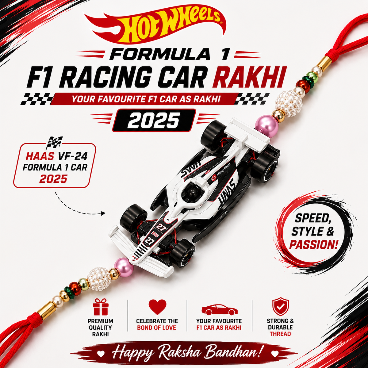 Hotwheels Formula 1 Rakhi – 2024 & 2025 Collection | 5 Cars / 10 Cars Pack | Select Your Variant