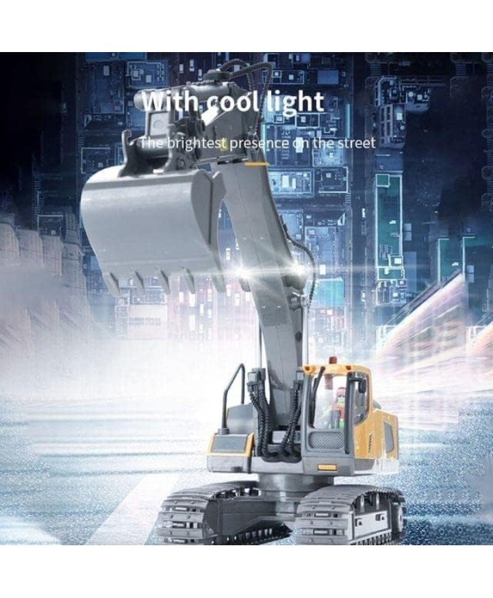 Lian King Toys Remote Control Excavator Toy | Alloy Construction Vehicle | 2.4GHz RC Excavator with Movable Bucket & Realistic Functions 1:20 Scale