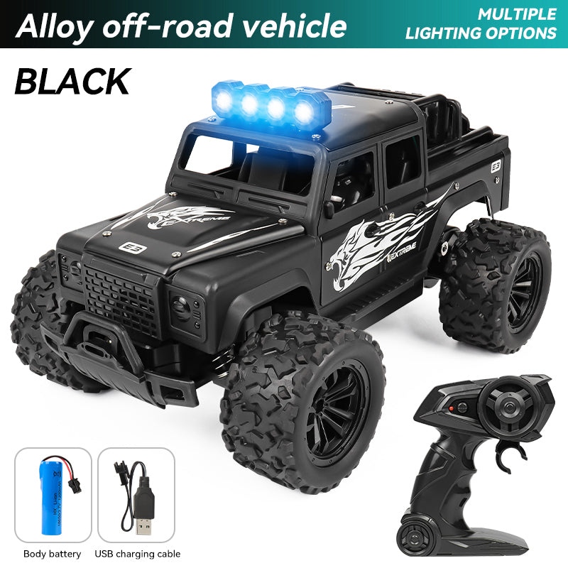 ToyBoi High Speed Remote Control Car 20km/hr Electric Off Road RC Truck with LED Headlights Rechargeable Toy Scale 1/16 Colour Black | Model: TB-RC10