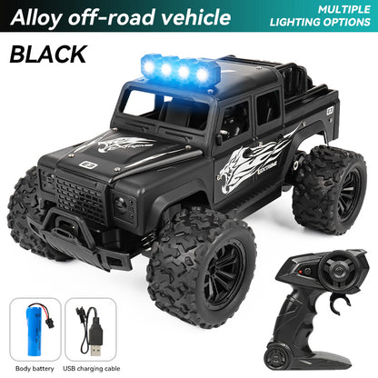 ToyBoi High Speed Remote Control Car 20km/hr Electric Off Road RC Truck with LED Headlights Rechargeable Toy Scale 1/16 Colour Black | Model: TB-RC10