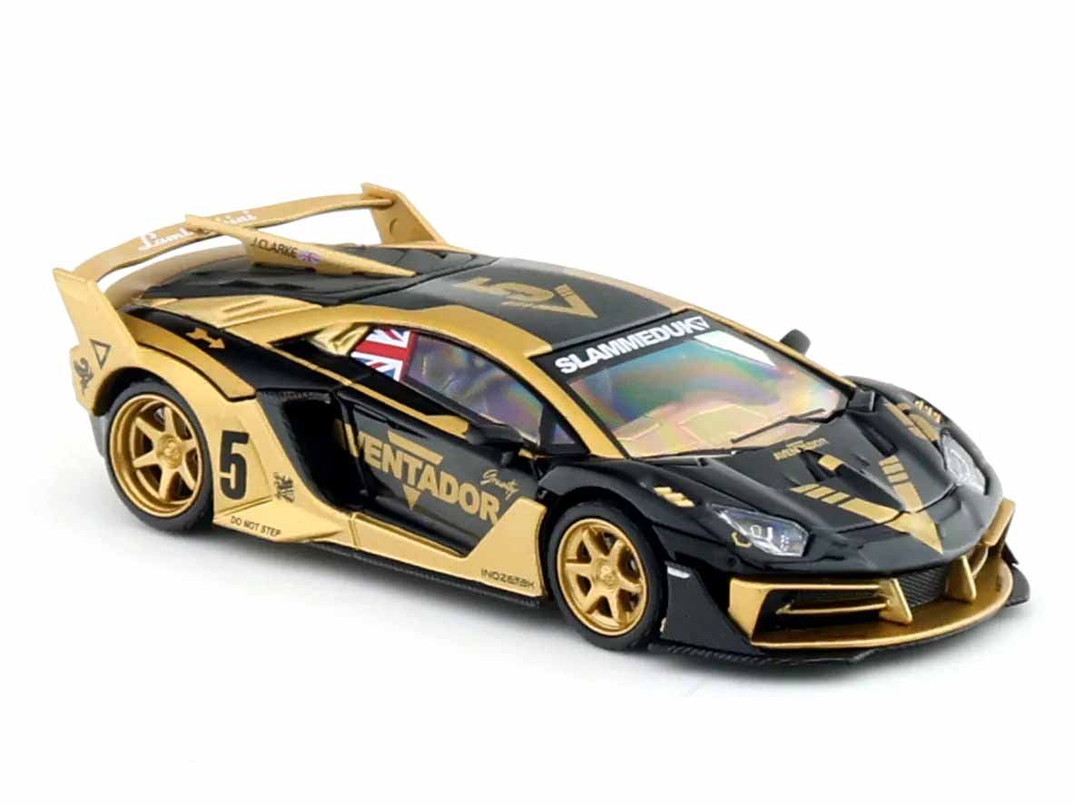 CoolCar Lamborghini Aventador 1:64 Scale Die-Cast Model Car | Black & Gold Premium Collectible Sports Car with Display Case