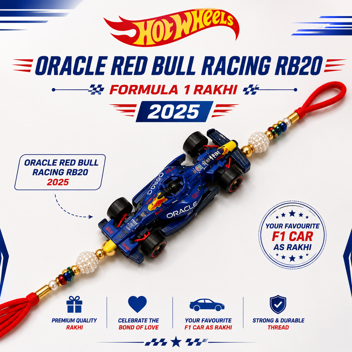 Hotwheels Formula 1 Rakhi – 2024 & 2025 Collection | 5 Cars / 10 Cars Pack | Select Your Variant
