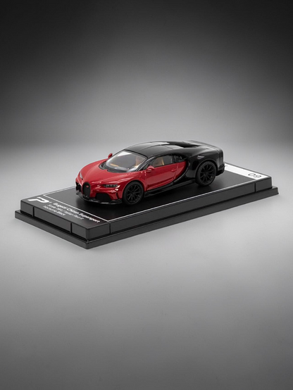 Postercars Bugatti Chiron Supersport 1:64 Scale-Premium / Italian Red & Nocturne Black Diecast Collector Model No 09.