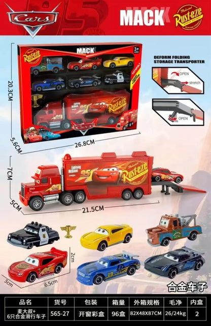 Disney Pixar Mack Die-Cast Racing Car Toy Set with Multiple Cars & Truck, Catapult Function – Kids Toy Gift Set (Unlicensed Product)