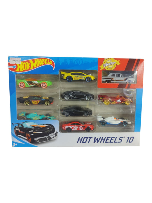 HotWheels Pack Of 10 1:64 Scale (Includes 16 Bugatti Chiron,17 Acura NSX,2018 Ford Mustang GT)