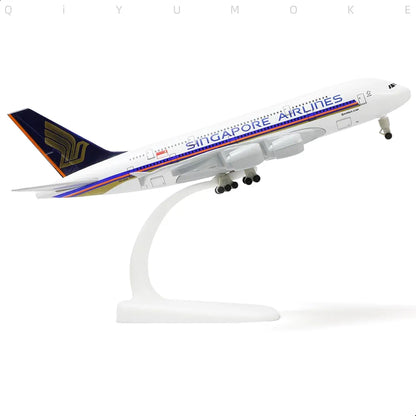 Aircraft Singapore Airlines A380 Airbus 9V-SKA Diecast Airplane (No.307) Model 22cm" Scale  Display Stand With Landing Wheels