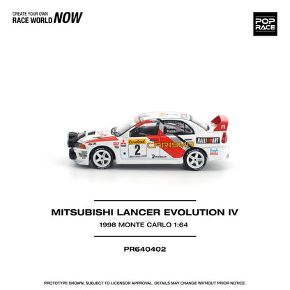 ( PR640402 ) POPRACE Mitsubishi Lancer Evolution IV - 1998 Monte Carlo Rally 1:64 Scale Diecast Model