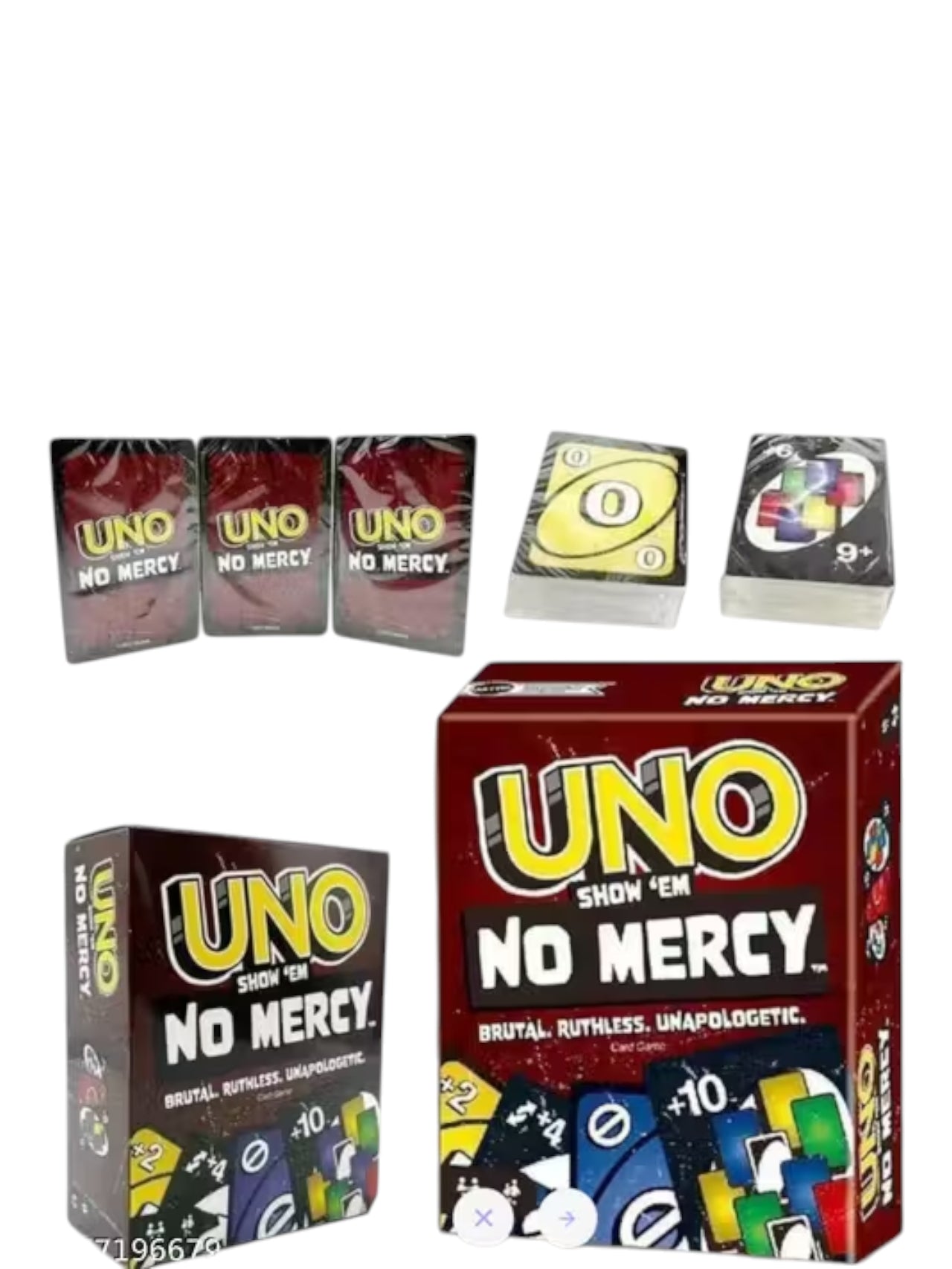 Mattel Games UNO Show 'em No Mercy Card Game for Kids, Adults & Family Parties and Travel with Extra Cards, Special Rules and Tougher Penalties