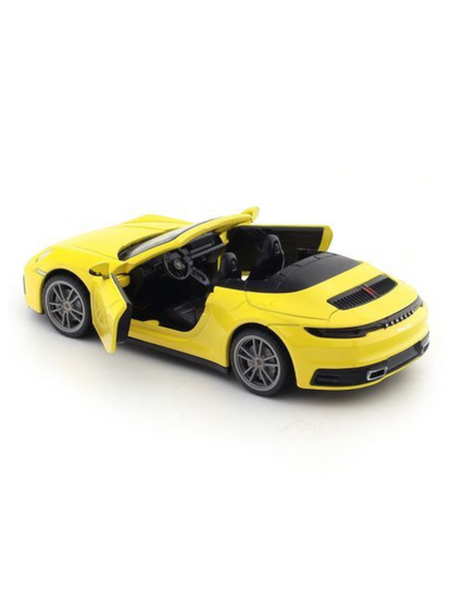 Porsche 911 Carrera Cabriolet Yellow 1:32 MSZ licensed pullback diecast Scale Model car