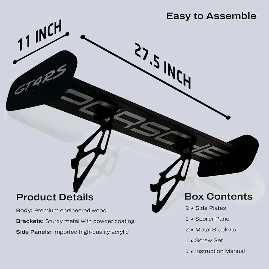 Porsche GT4 RS Metal Spoiler Shelf | Motorsports Inspired Display Storage