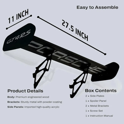 Porsche GT4 RS Metal Spoiler Shelf | Motorsports Inspired Display Storage