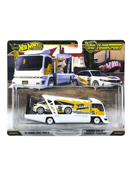 HotWheels Legends Tour Team Transport 24 Honda Civic Type R / Kousoku Camion De Transport Imported 1:64 Scale