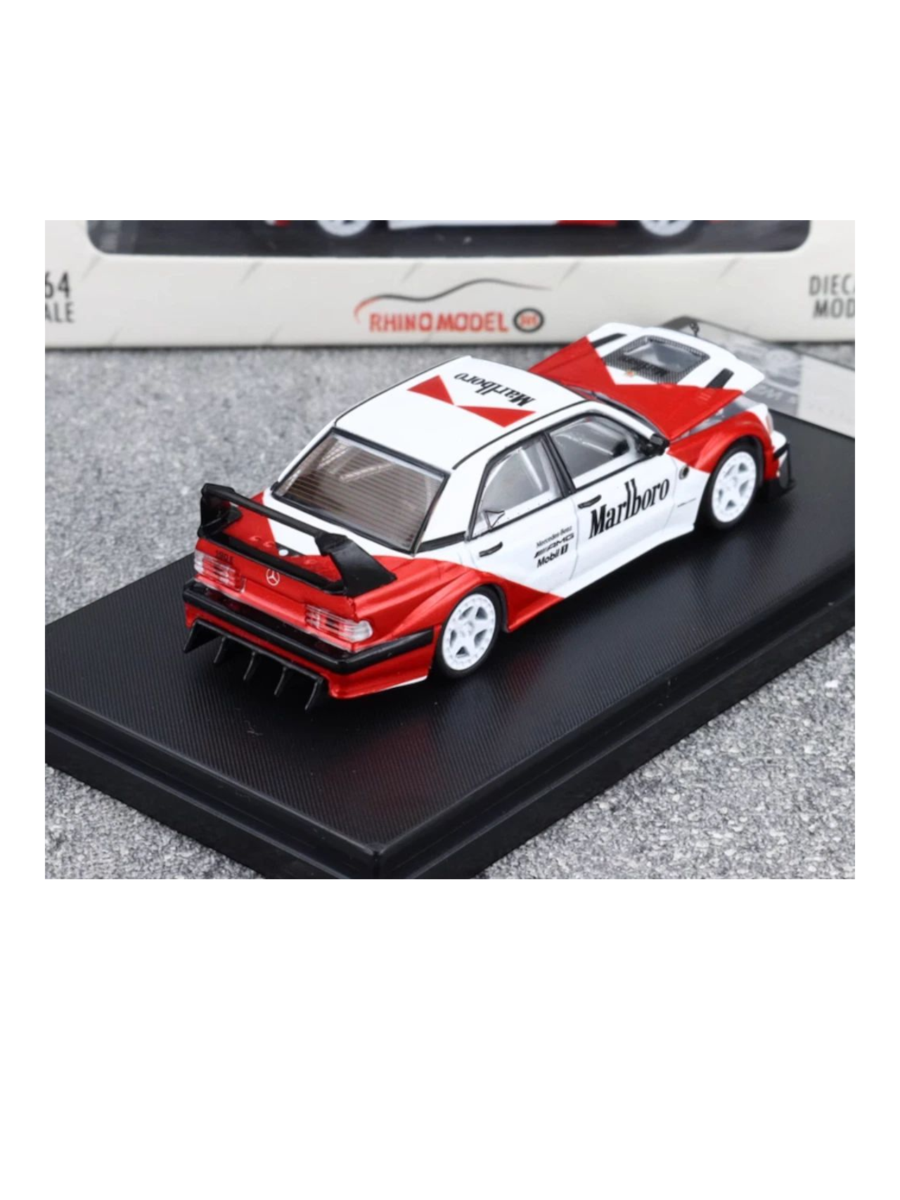 Rhino Model Mercedes W201 190E Marlboro Livery Premium Diecast 1:64 Scale (With Acrylic Case)
