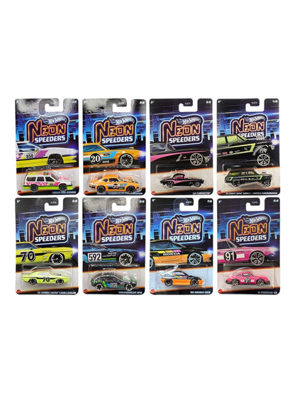 HotWheels Neon Speeders Set of 10 Mini Cars In Box Imported 1:64 Scale ( HLH72-955F )