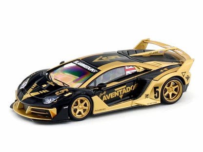 CoolCar Lamborghini Aventador 1:64 Scale Die-Cast Model Car | Black & Gold Premium Collectible Sports Car with Display Case