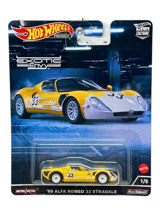 Hotwheels exotic envy '69 alfa Romeo 33 stradale imported premium 1:64 Scale
