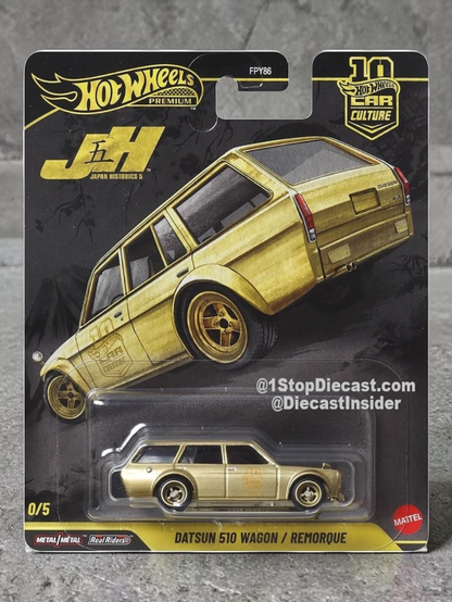 HotWheels Datsun 510 Wagon / Remorque Japan Historics Imported Premium 1:64 Scale ( With Protector ) Chase rlc