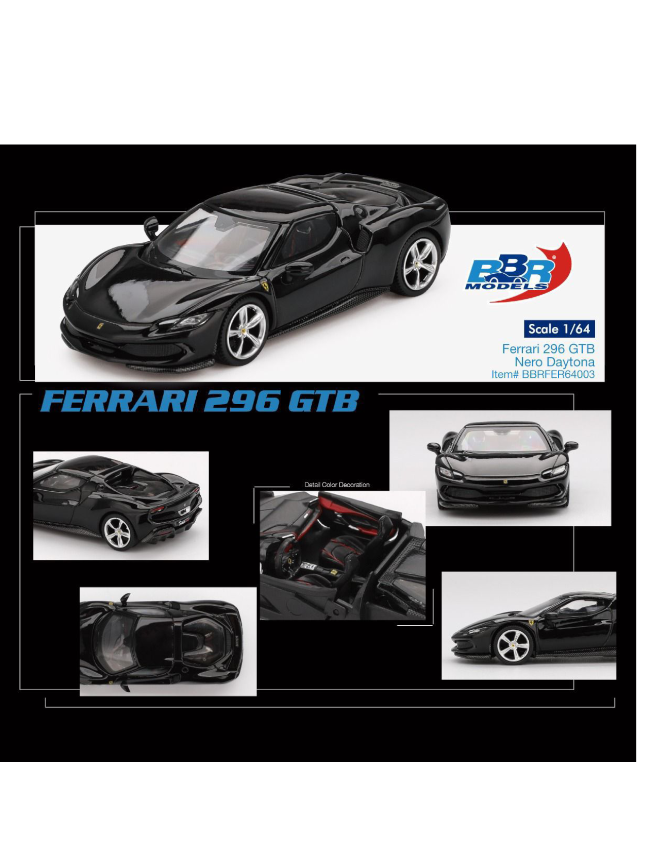 BBR Models Ferrari 296 GTB 1:64 Scale