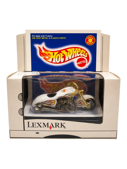 HotWheels Lexmark Optra Special Edition Motorcycle 1:64 Scale Die-Cast Bike with Display Box
