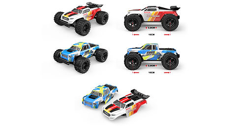 Mjx Hyper Go 18208 High Speed 4WD with 2.4 GHz Remote Control, 4X4 Waterproof Off-Road Truck with Two Rechargeable Batteries and Two car Bodies,1/18 Scale All Terrain RC Cars 35km/h