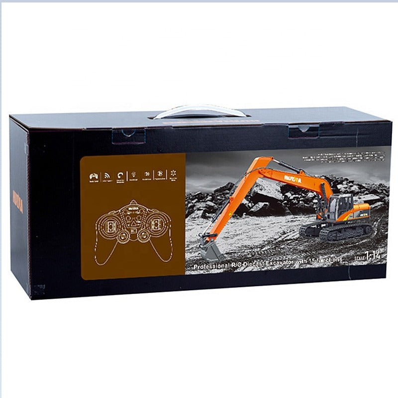 Huina 1551 Long RC Excavator With 15 Functions 2.4GHz Frequency Simulation Manipulation Realistic Light Sound High capacity Battery Includes 1:14 Scale die-cast Model Remote control