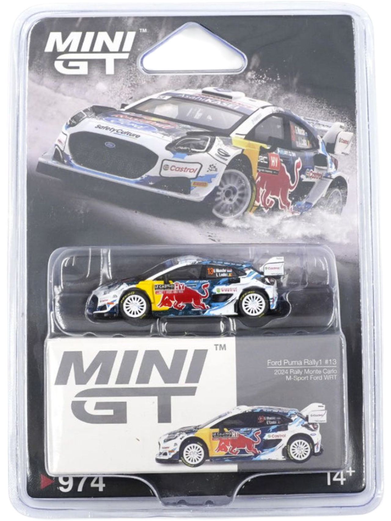 Mini GT #974: Ford Puma Rally1 #13 M-Sport Ford WRT 2024 Rally Monte Carlo 1:64 Scale